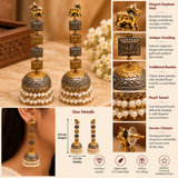 Airavat Dual Tone Elephant Pearl Jhumka Earrings