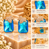 Aqua Crystal Bling Statement Earrings