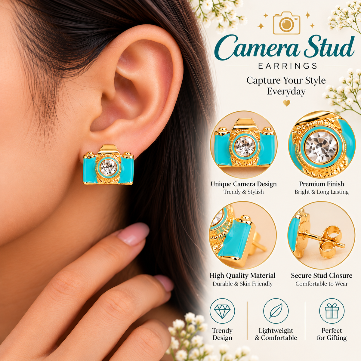 Camera Stud Earrings