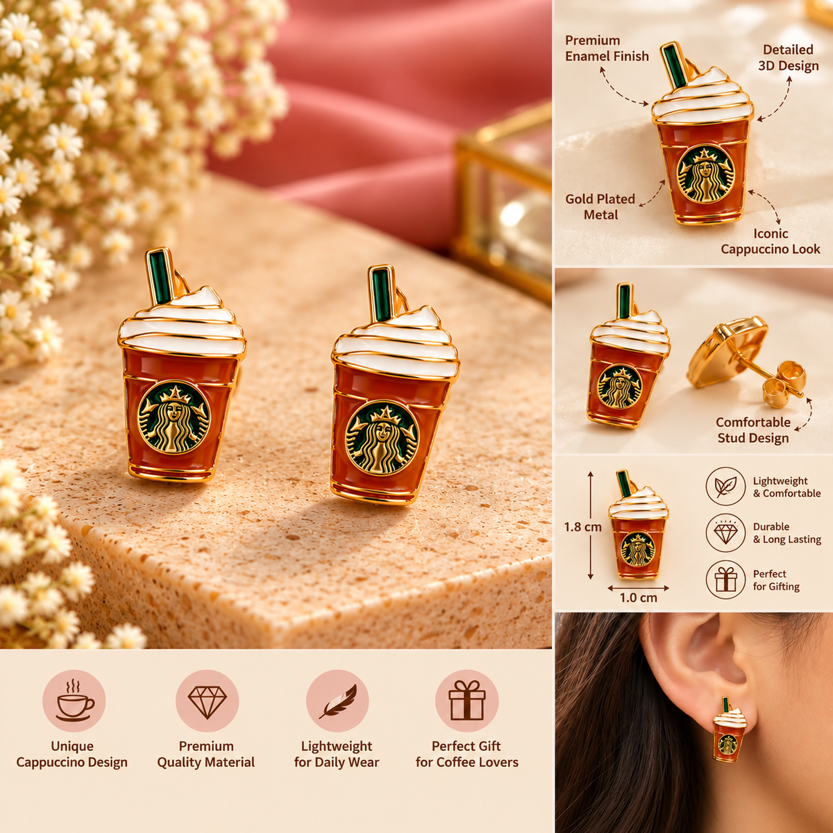 Cappuccino Stud Earrings