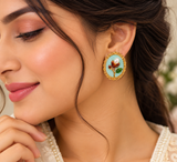 Oval Enamel Stud Earrings