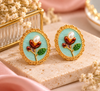 Oval Enamel Stud Earrings