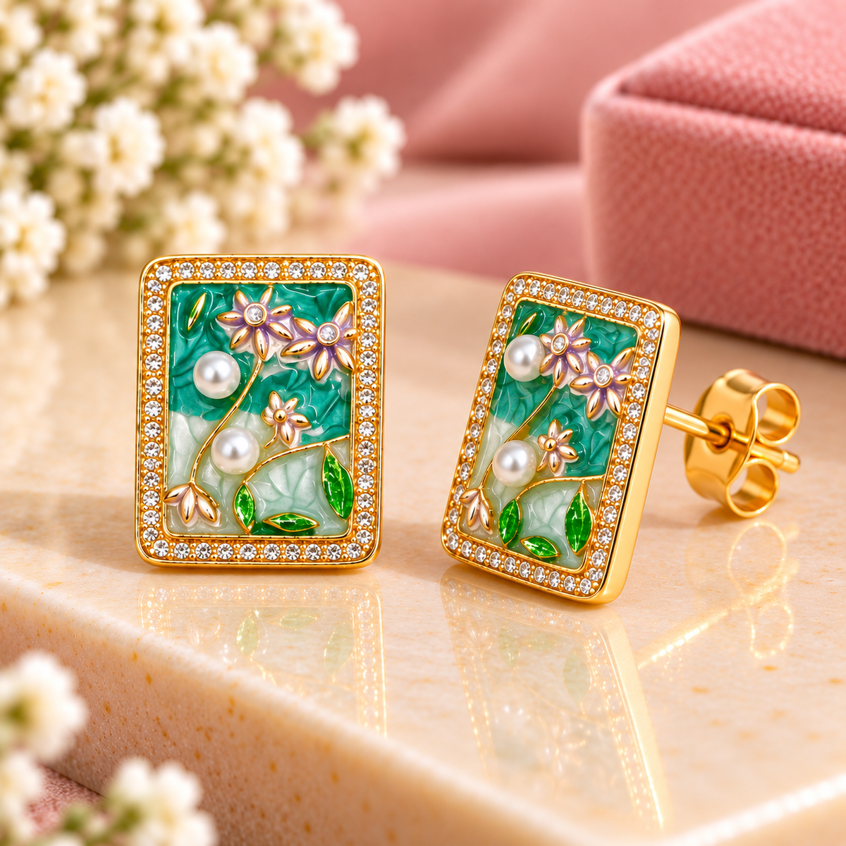 Square Enamel Stud