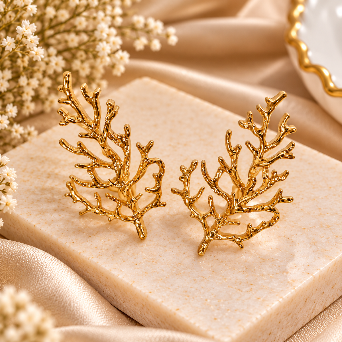 Golden Reef Branch Climber Earrings