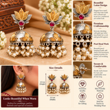 Kamalini Dual Tone Red Pearl Jhumki Earrings