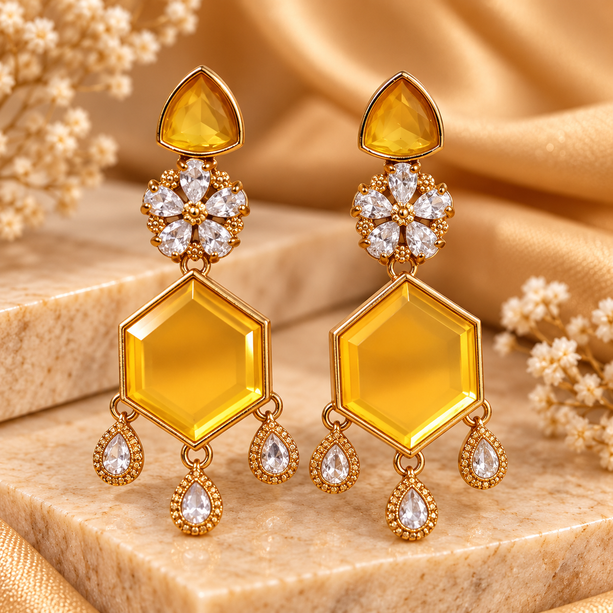 Mango Mania Yellow Stone Drop Earrings