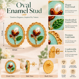 Oval Enamel Stud Earrings