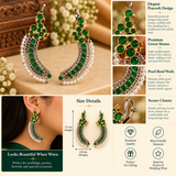 Mayuri Green Stone Peacock Pearl Ear Climbers