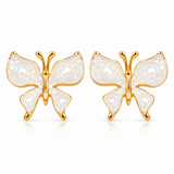 White Enamel Butterfly Stud Earrings