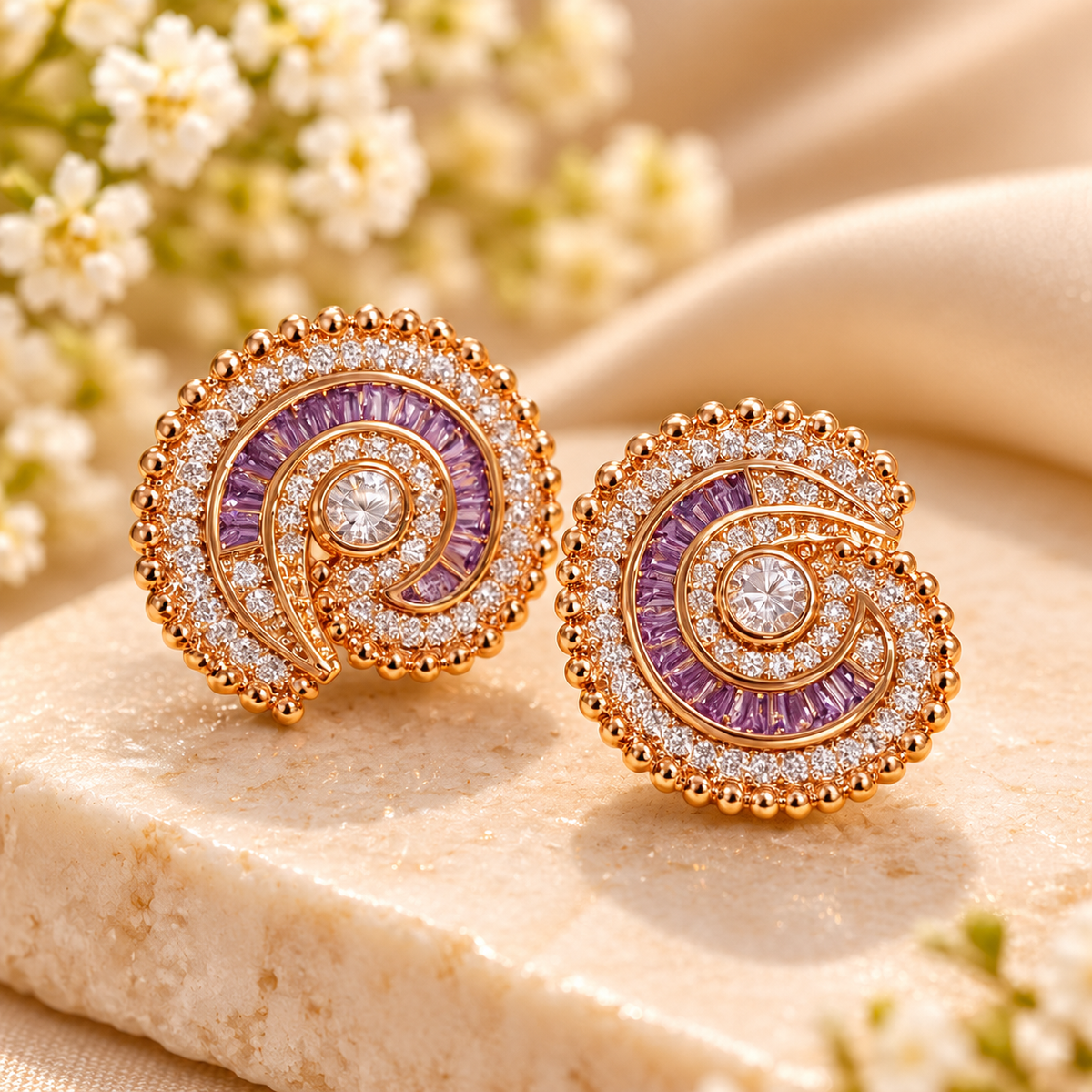 Snail Love Crystal Stud Earrings