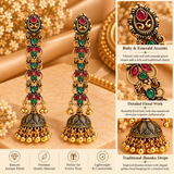 Long Antique Multicolour Jhumka Earrings