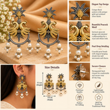 Blush Sage Dual Tone Peacock Pearl Earrings