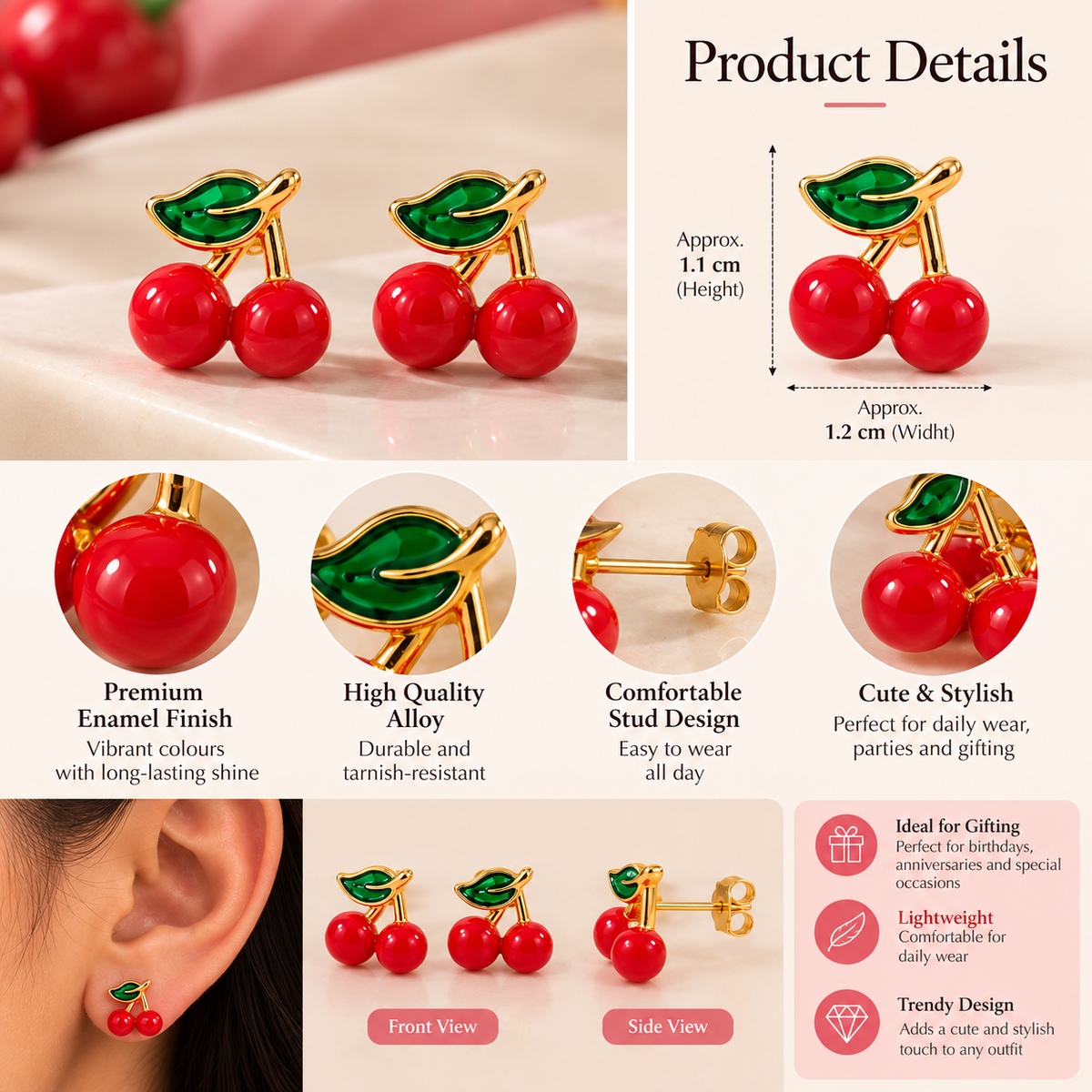 Cherry Combo Earrings Set