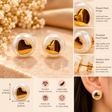 Royal Heart Pearl Love Stud Earrings