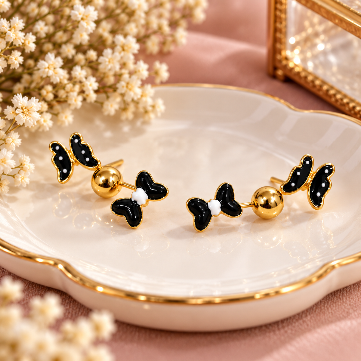 Black Butterfly Bow Earrings Combo