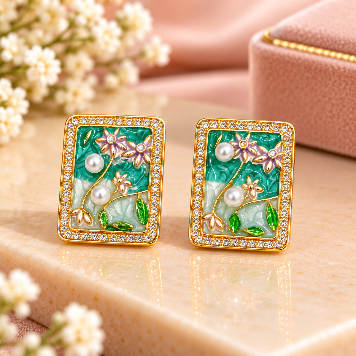 Square Enamel Stud