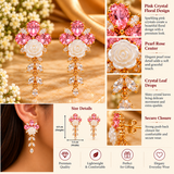 Pink and white crystal earrings