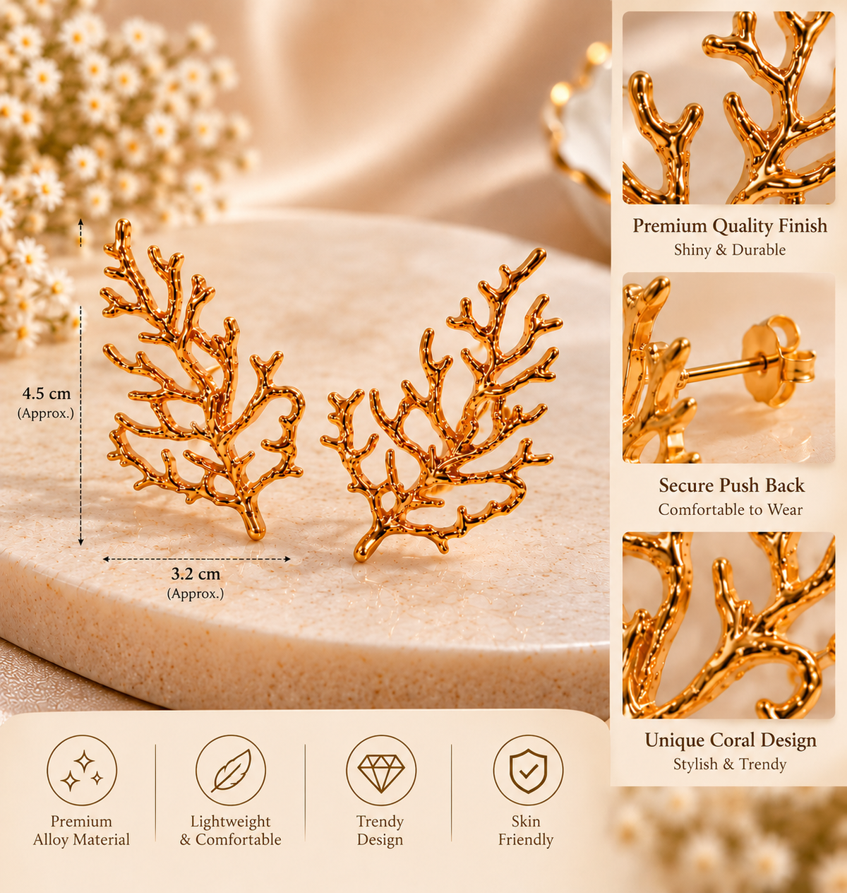 Golden Reef Branch Climber Earrings
