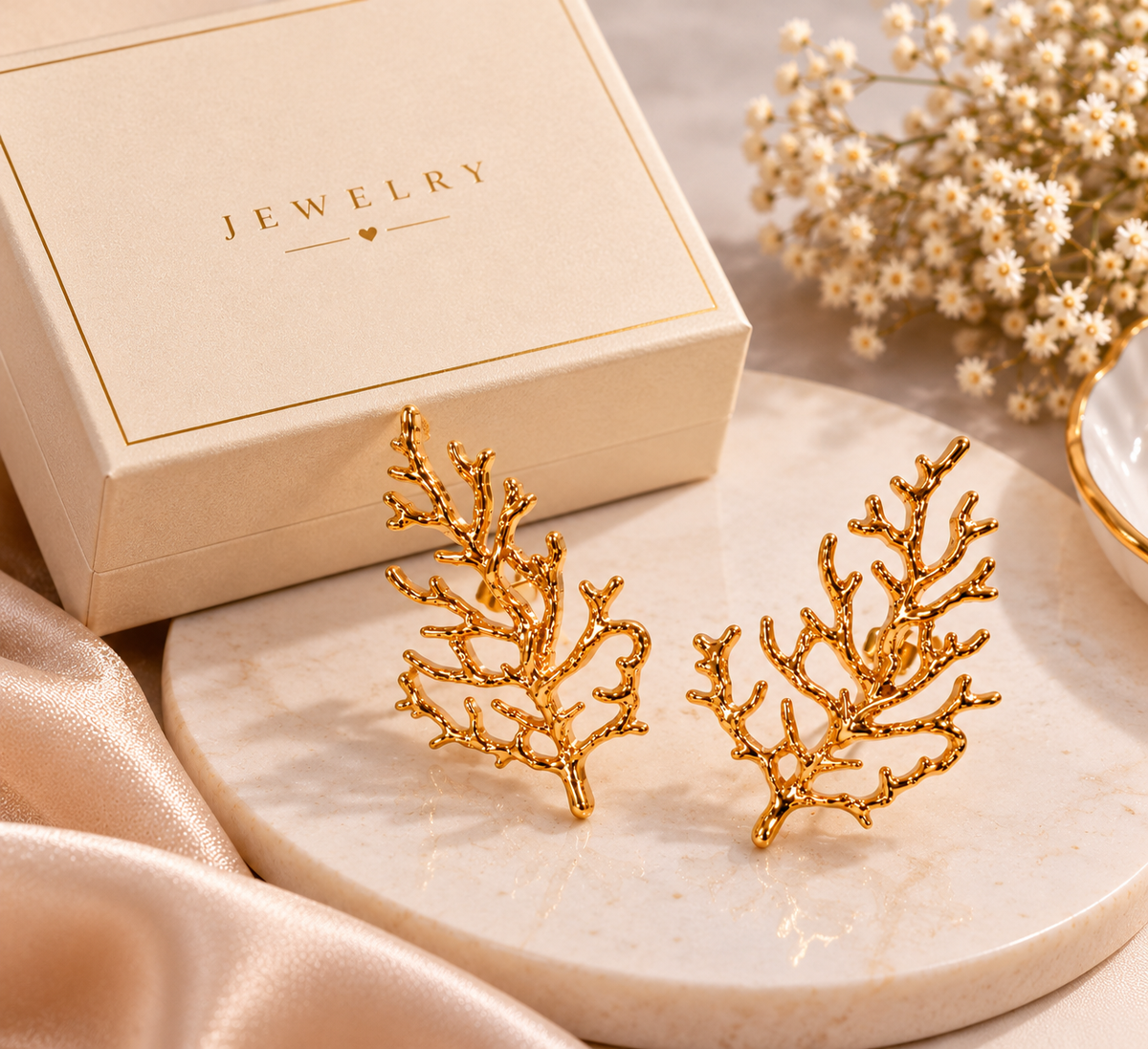 Golden Reef Branch Climber Earrings