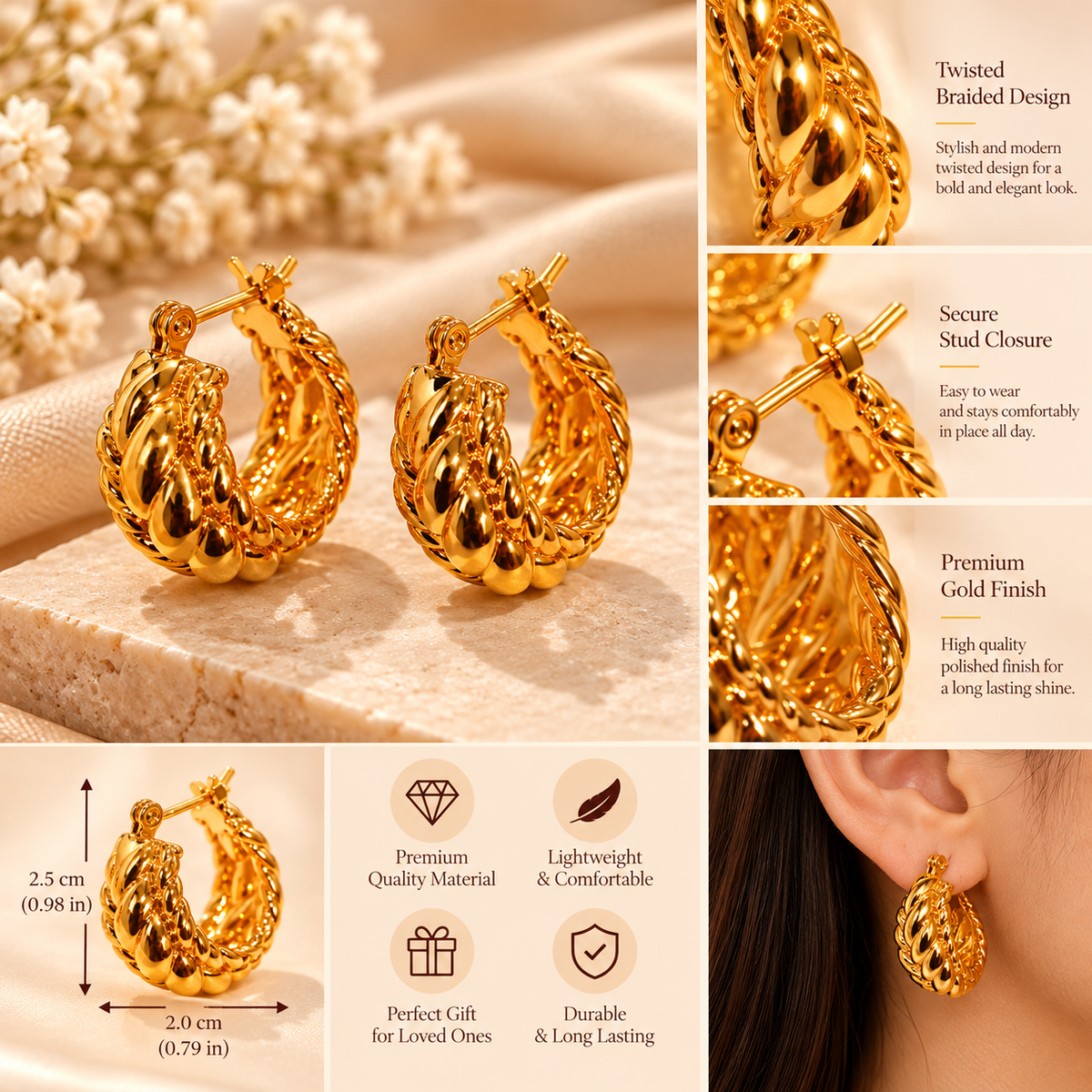 Golden Loop Hoop Earrings