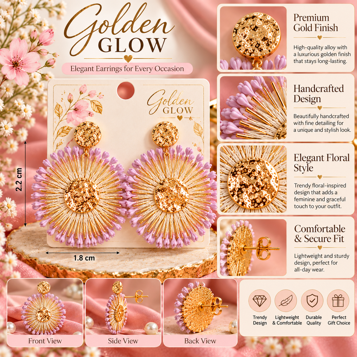 Golden Glow Statement Earrings