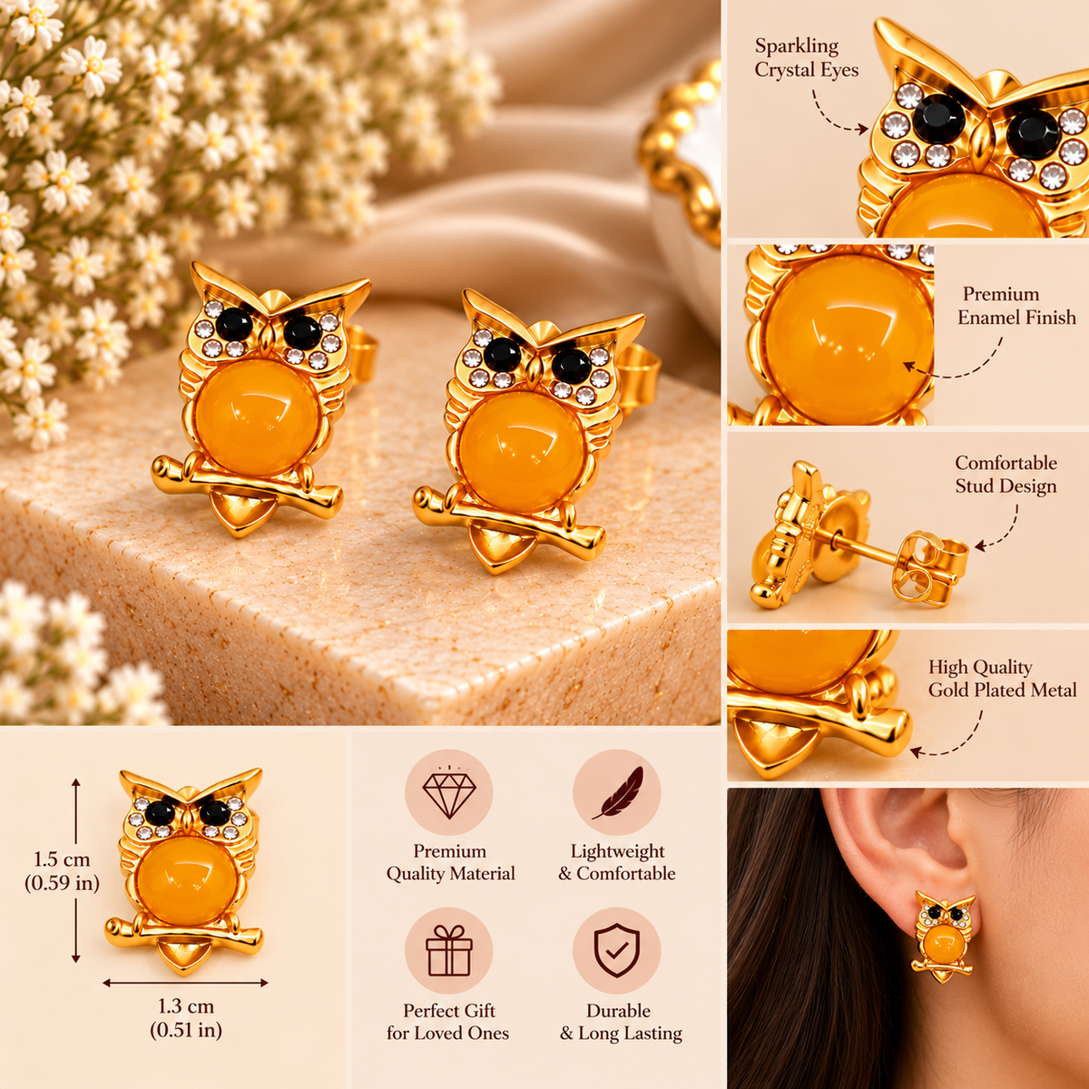Owl Stone Stud