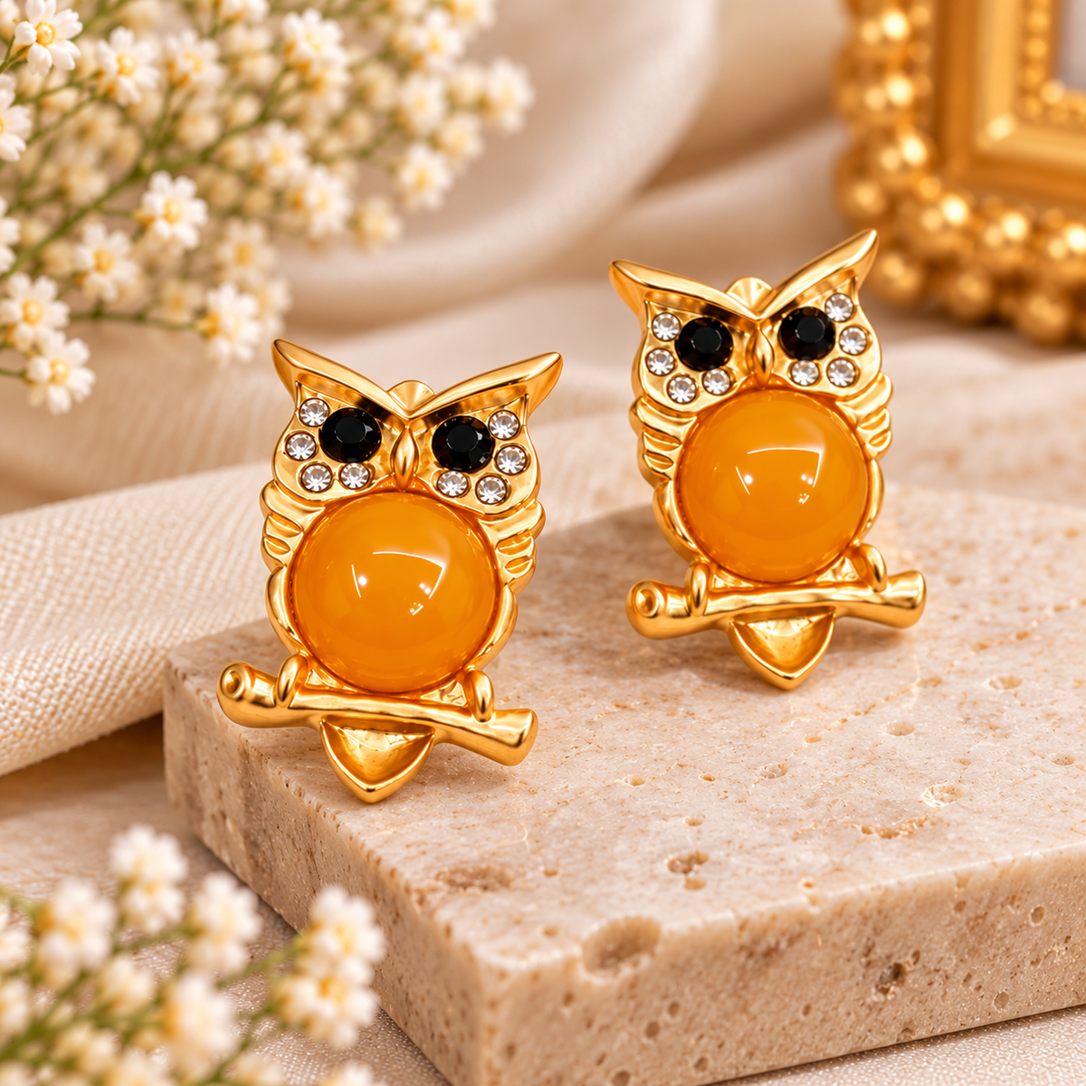 Owl Stone Stud