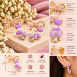 Purple Bow Crystal Earrings