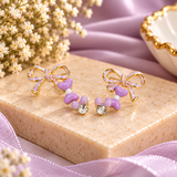 Purple Bow Crystal Earrings