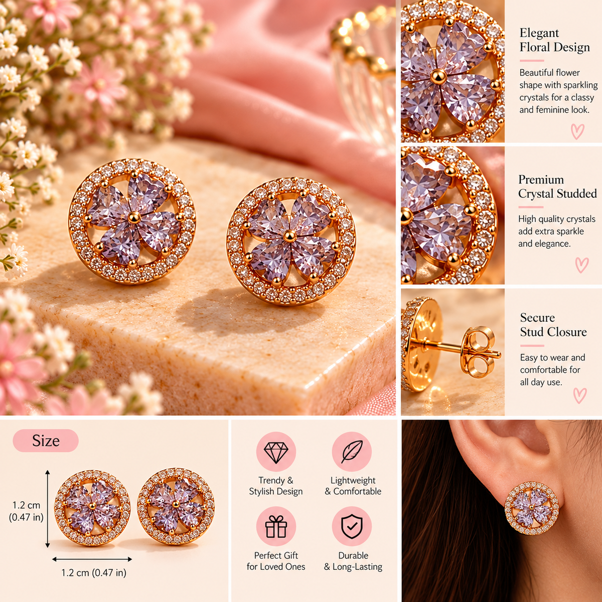 Crystal Round Stud