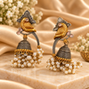 Pearl Love Gold Silver Tone Jhumkas