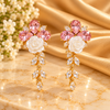 Pink and white crystal earrings
