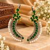 Mayuri Green Stone Peacock Pearl Ear Climbers