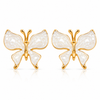 White Enamel Butterfly Stud Earrings