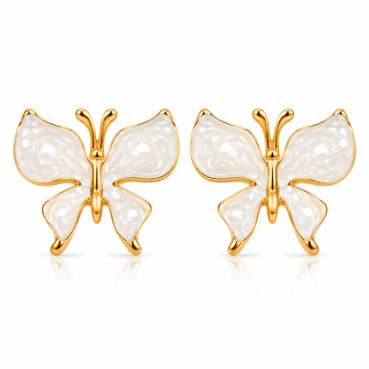 White Enamel Butterfly Stud Earrings