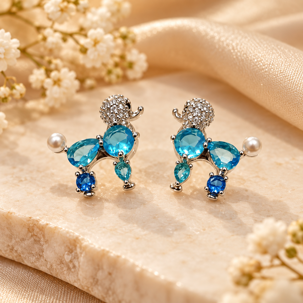 Aqua Puddle Crystal Stud Earrings