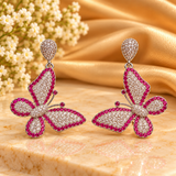 Pink Stone Butterfly Earrings