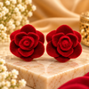 Velvet Rose Flower Stud Earrings